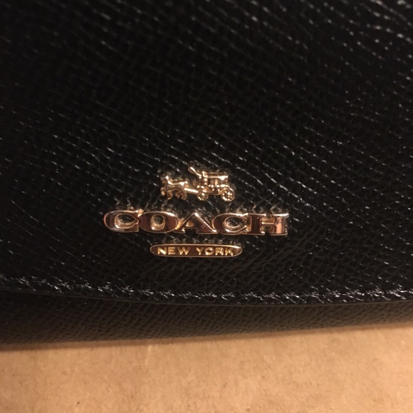 Coach crossgrain Black leather fold snap wallet SALE $99 - Picture 6 of 6